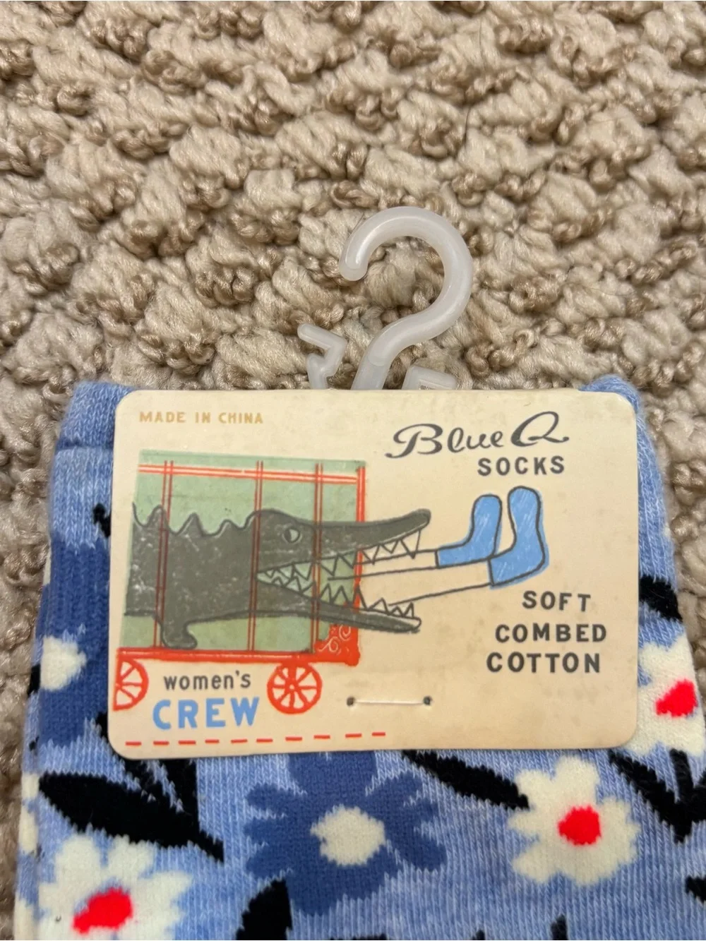 Brand new with Tags‎ Blue Q Women’s Crew Socks “B*tch I am Relaxed” Text